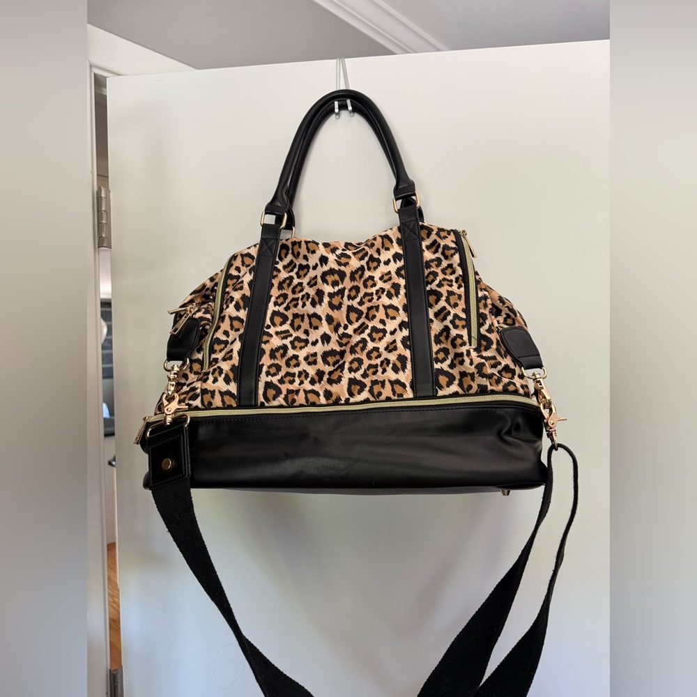 Leopard Print and Black Women's Bag